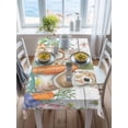thumbnail image 3 of Spring Easter Rectangle Tablecloth, Bunny Eggs Floral Leaves Farm Wooden Grain Waterproof & StainResistant Tablecloth, Washable Oil-proof Table Cover for Dining/Party/Wedding/Camping/Buffet 60x102 In, 3 of 9