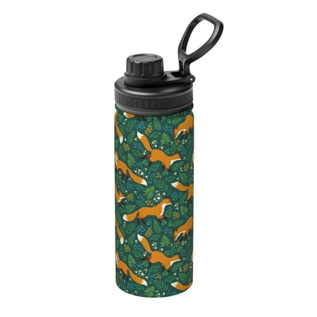 

Ocsxa Green Plants with Fox Print 18oz Stainless Steel Water Bottle Unisex Water Bottle Insulated Sports Water Cup Flask for Cold Water Drinks/Sports/Travel/Car/School