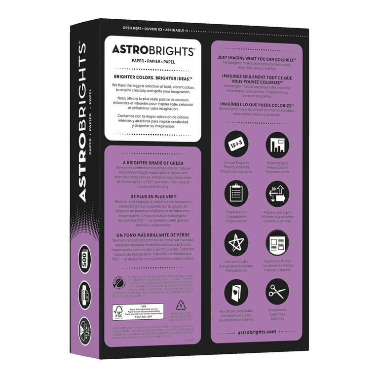 Astrobrights Premium Color Paper, 8-1/2 x 11 Inches, Planetary Purple, 500  Sheets 