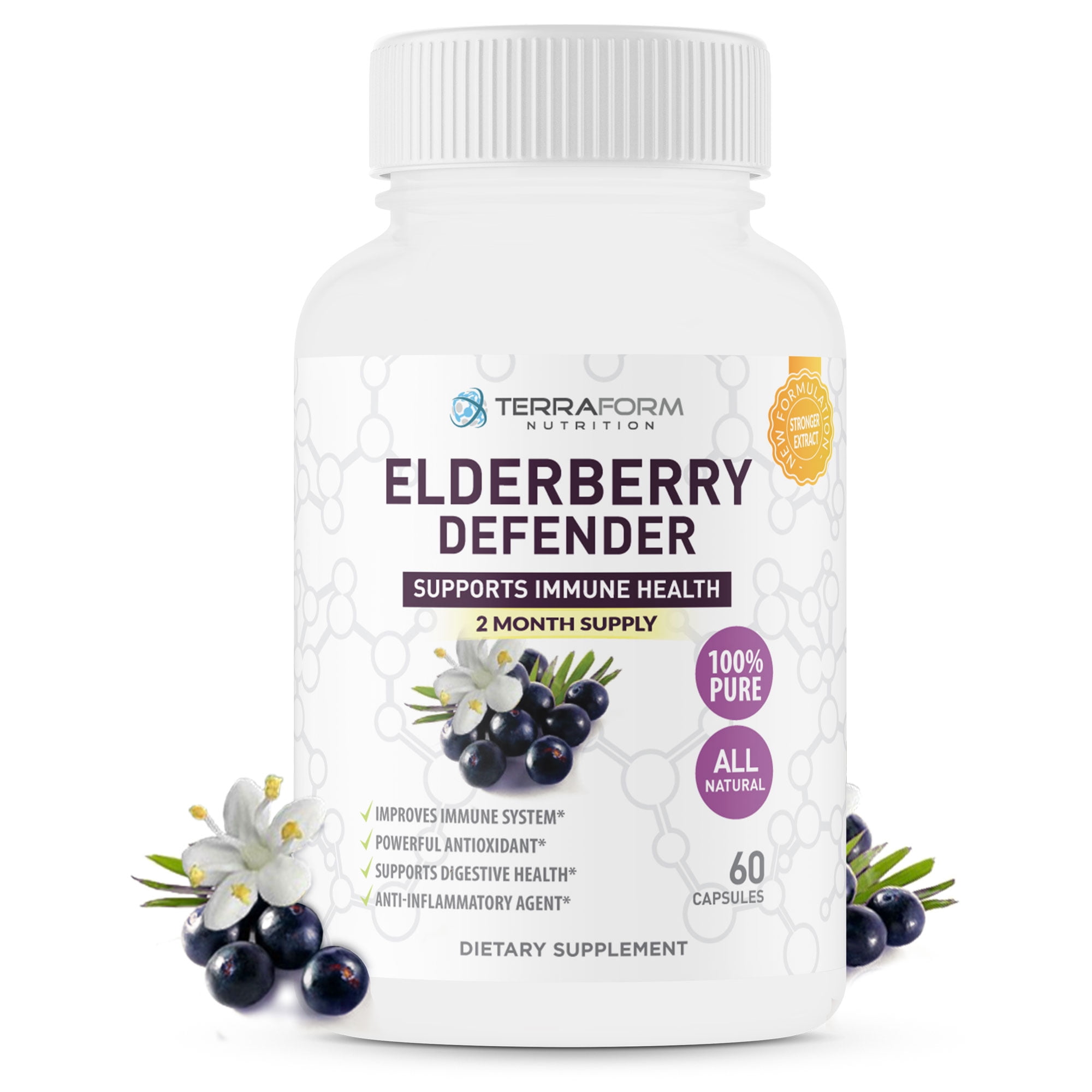 Natural Black Elderberry Supplement – Immunity Defender – Daily Immune Support Supplement – Max Strength