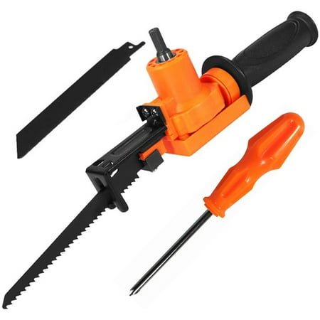 

THREN Reciprocating Saw Adapter with 2 Blades Reciprocating Saw Attachment Change Electric Drill Into Reciprocating Saw with Non-slip Handle and 2 Blades for Wood Metal Pipe Cutting