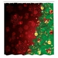 thumbnail image 2 of Ambesonne Christmas Shower Curtain, Jingle Bells Trees, 69"Wx75"L, Burgundy and Green, 2 of 4