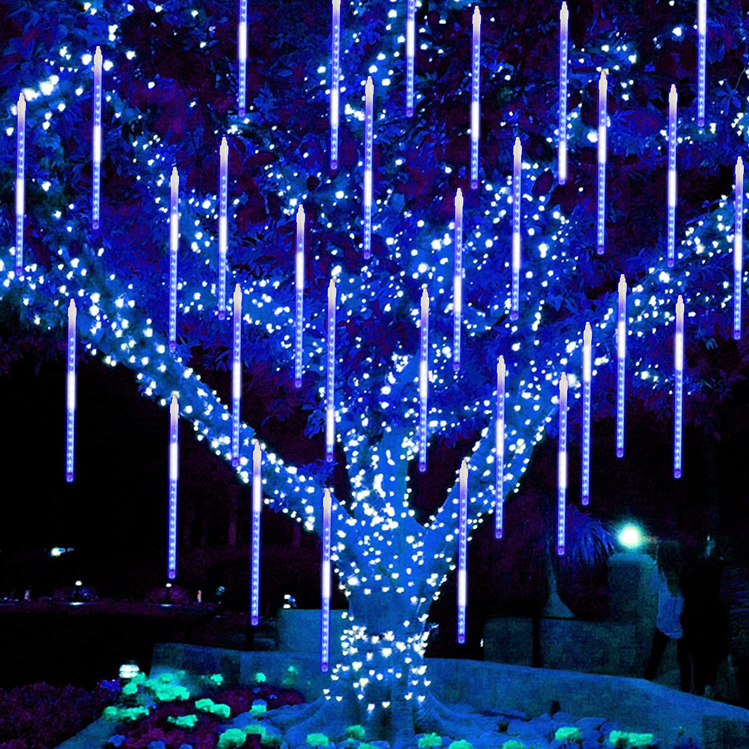 LED Meteor Shower Lights Falling Rain Icicle Garden Christmas Outdoor Decoration 