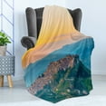 thumbnail image 4 of Sicily Soft Flannel Fleece Throw Blanket, Calascibetta Village Sunset Nature Photo Small and Historical Town, Cozy Plush for Indoor and Outdoor Use, 60" x 80", Multicolor, by Ambesonne, 4 of 5