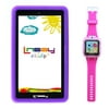 LINSAY 7" Tablet 2GB RAM 16 GB Android 9.0 Pie Kids Tablet Purple with Pink Smart Watch