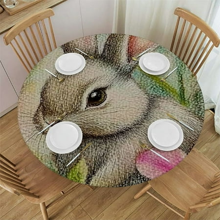 

Patifu Rabbit Flowers Beatrix Potter Round Tablecloth 100% Polyester Table Cover Waterproof Fabric Stain Resistant for Indoor Outdoor Restaurants Weddings Parties 46 -50