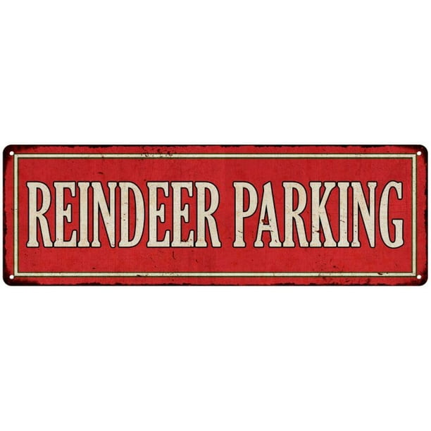 Reindeer Parking Holiday Christmas Metal Sign 8x24 108240065014 ...