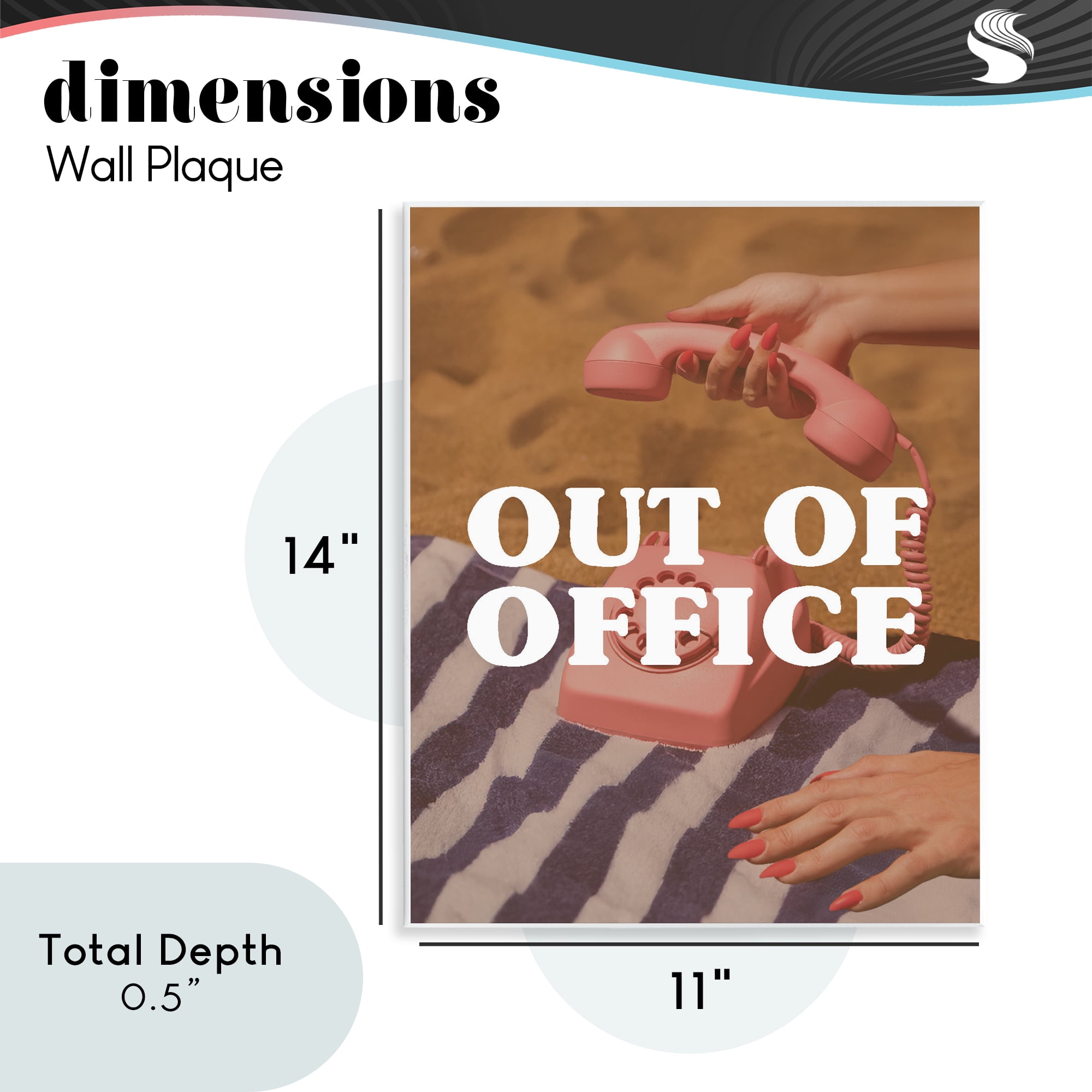Out of Office Pink Phone Wall Plaque Art, design by Lil' Rue