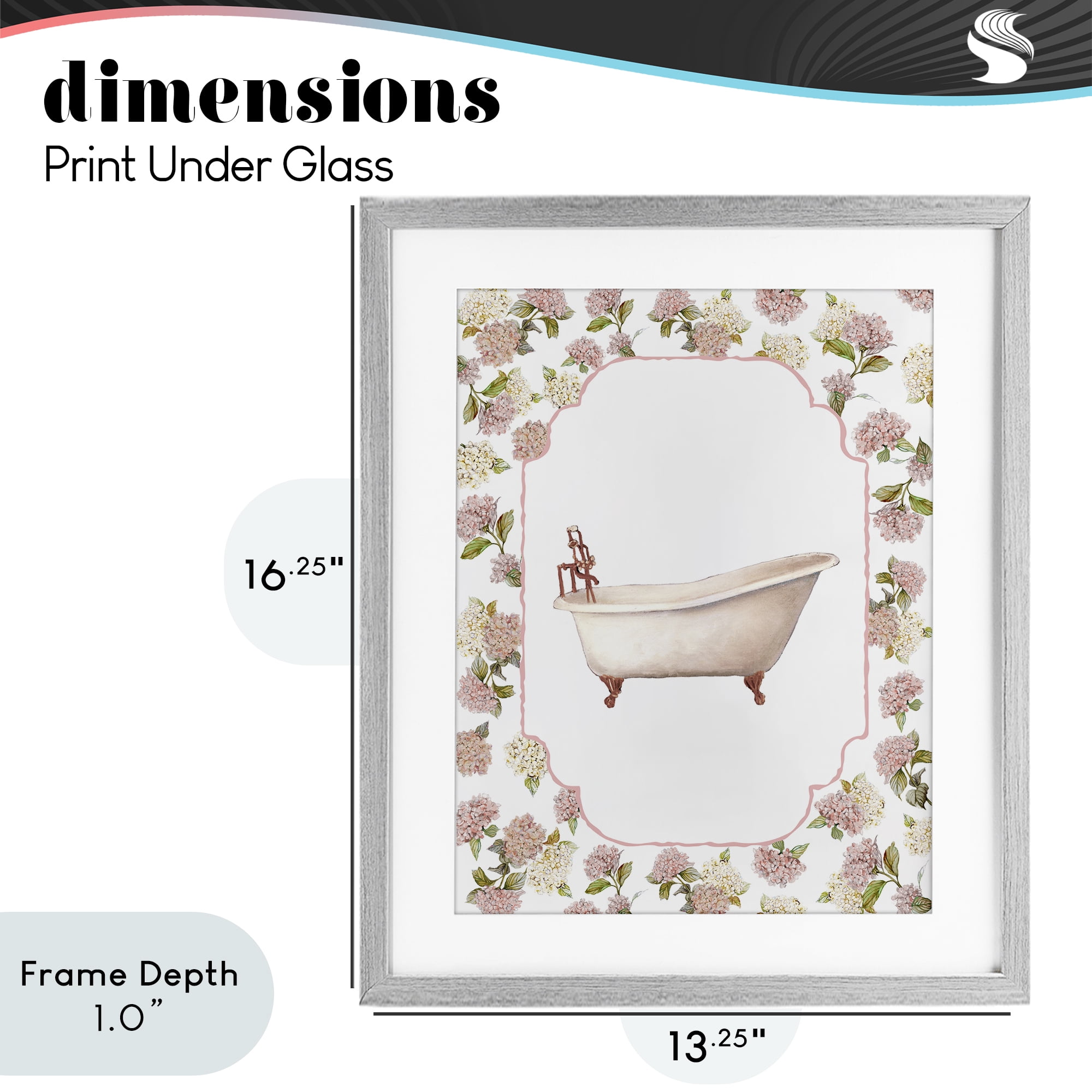 Stupell Industries Elegant Hydrangeas Bathtub Gray Framed Print Under Glass, design by Carol Robinson