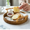 thumbnail image 3 of [] Breakfast Tray Basket with Handle  Hand-Woven Fruit Storage Basket Rattan Bread Serving Handcrafted Tray Wicker Basket Bread Fruit Food Breakfast Display 2pcs(L+S), 3 of 6