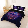 thumbnail image 2 of Manfei Ombre Witch Hat Queen Comforter Set 3 Pieces, Happy Halloween Stars Print Comforter Sets Queen, Blue Purple Gold,Black Reversible,1 Comforter and 2 Pillowcases, 2 of 6