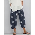 thumbnail image 3 of Pantalones holgados con bolsillos y cintura elástica con estampado de diente de león para mujer, 3 of 5
