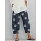 thumbnail image 3 of Pantalones holgados con bolsillos y cintura elástica con estampado de diente de león para mujer, 3 of 5
