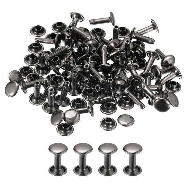 Unique Bargains 50 Sets Leather Rivets 8mm Double Cap Rivets 12mm Height Studs Gun-black