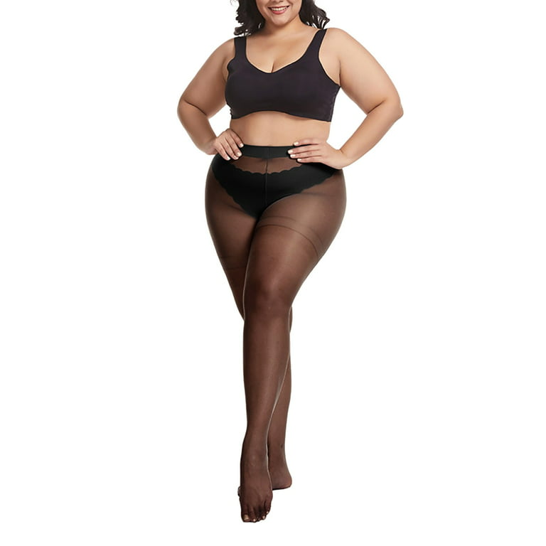 Women's Plus Size 15D XXXL Nylon IIcrease Breathable Elastic Thin Oversized Stockings  Tights Black A 