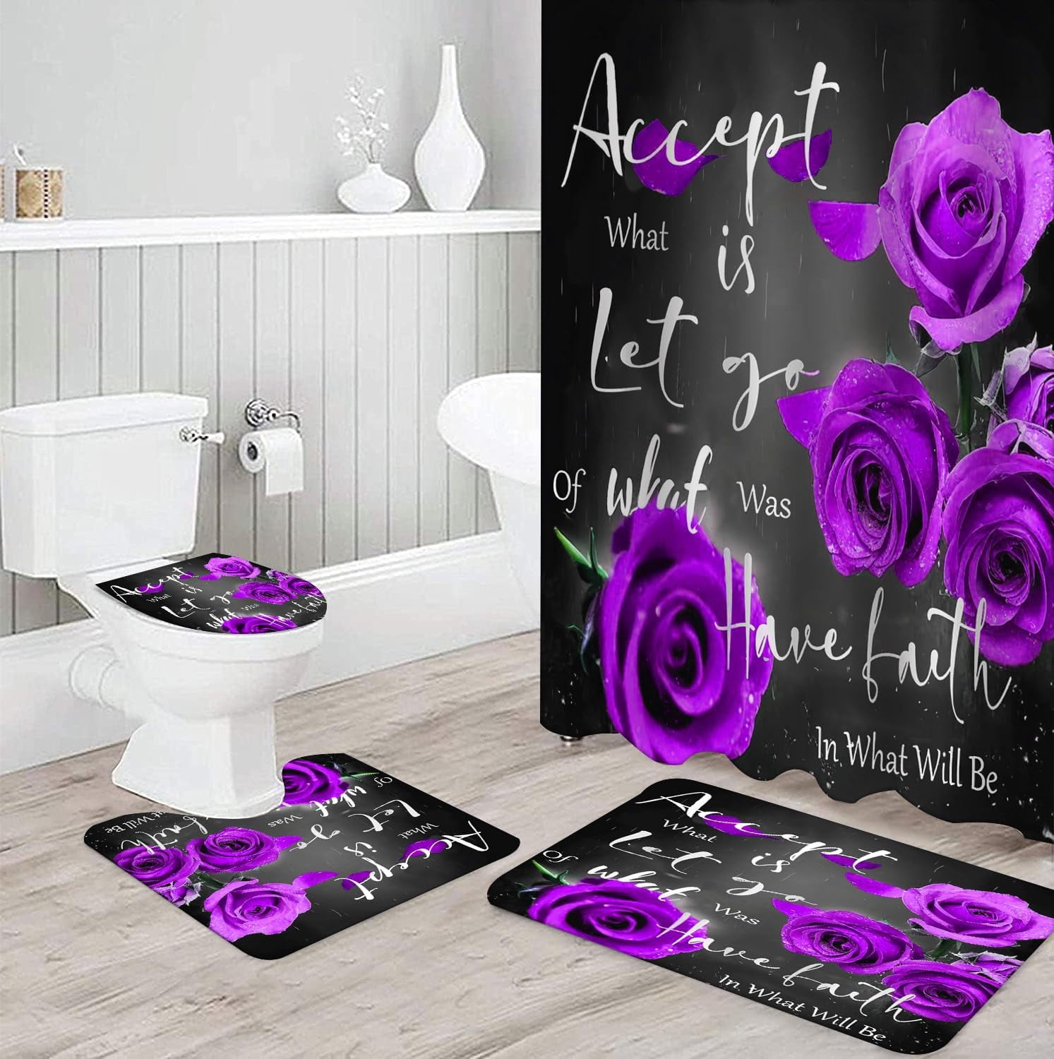 Marble Rules Shower Curtain Sets for Bathroom Decor, 72x72 Inches with Rugs and Accessories, Waterproof Machine Washable Bath Curtain… (Curtain Set-Relax)
