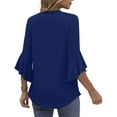 thumbnail image 3 of FAIWAD Women Blouses Dressy Casual Ruffle 3/4 Length Sleeve V Neck Tshirts Trendy Loose Office Work Shirts, 3 of 9