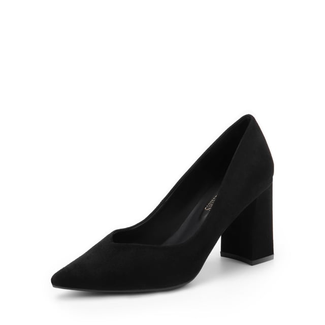 DREAM PAIRS Zapatos de Tacón Grueso y Bloque para Mujer en Negro