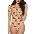 thumbnail image 1 of Fotbe Turkey And Autumn Leaves Body de Mujer con Cuello Redondo y Mangas Cortas, Sin Mangas Ajustado, Suave, Cómodo y Básico-XX-Large, 1 of 7