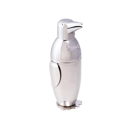 

17 oz Stainless Steel Penguin Design Shaker with Strainer Top - Silver