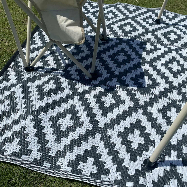 Outdoor Patio Rug Waterproof Camping - 5x8 ft Black Rugs Carpet, Plastic  Straw Area for Patios Clearance, Camping, Porch, Deck, Rv, Camper, Balcony