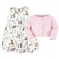 thumbnail image 2 of Hudson Baby Infant and Toddler Girl Cotton Dress and Cardigan 2pc Set, Enchanted Forest, 9-12 Months, 2 of 4