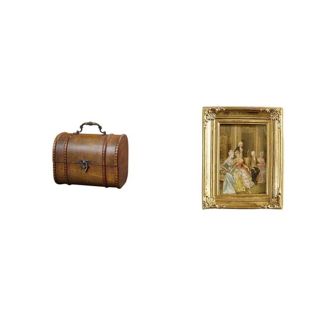 Organizador de joyas vintage de madera y resina con marco de fotos frontal de cristal. decorativo para guardar anillos y bisutería.