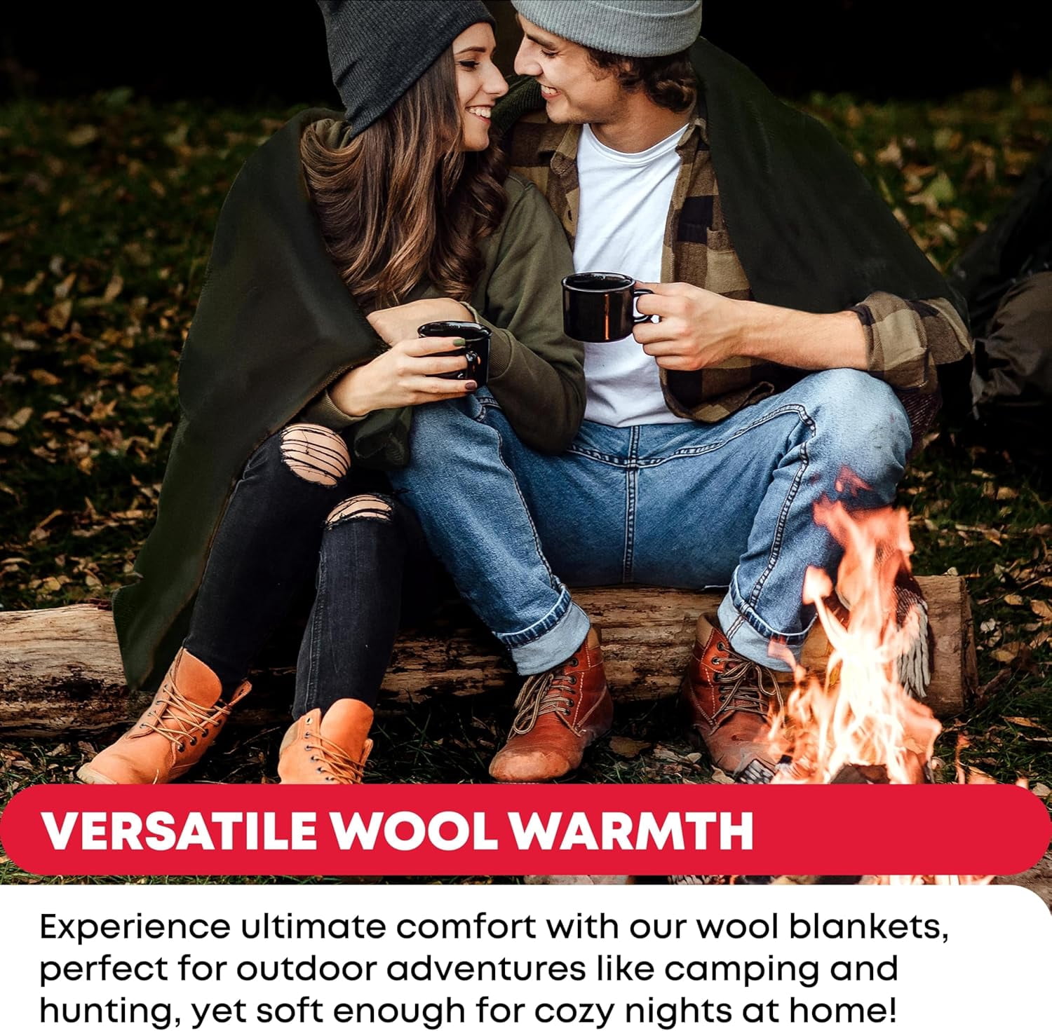 Ever Ready First Aid Military Wool Blanket - 95% Wool, Washable, Perfect for Outdoors, Picnics, Travel, Car & Bushcraft Emergency Blanket, 96" x 96" 6.65 lbs. - Olive Drab Green - Queen Size