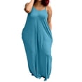thumbnail image 2 of Karymi Sundress Solid Color Maxi Dress, Casual V-Neck Spaghetti Strap Loose Long Dress with Side Pockets, Flowy Sleeveless Summer Cami Dress Dresses for Women, 2 of 5