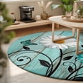 thumbnail image 3 of Round Rugs 6Ft, Turquoise Daisy Farmhouse Round Area Rug Washable Indoor Throw Carpet, Country Teal Floral Soft Non Slip Circle Rug for Office Cabinet Home Decor Aesthetic, 3 of 8