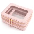 thumbnail image 1 of Organizador de maquillaje Aveniee XL transparente de doble capa rosa para mujer, 1 of 7