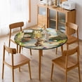 thumbnail image 5 of Easter Bunnies Rabbits Round Fitted Tablecloth with Elastic Edged & Backing, Round Table Cover for Indoor Outdoor Patio Use Fits Tables up to 40" - 54" Diameter, 5 of 5