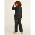thumbnail image 2 of Joyspun Women's Cozy Jersey Notch Collar Top and Pants Pajama Set, 2-Piece, Sizes XS-4X, 2 of 5