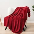 thumbnail image 6 of PAVILIA Soft Fleece Burgundy Dark Red Throw Blanket for Couch, Lightweight Plush Warm Blankets for Bed, Fuzzy Cozy Flannel Blanket Throw for Sofa, Travel, Jacquard Pattern, Wine Red, Twin, 60x80 inch, 6 of 9
