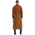 thumbnail image 2 of HULIJA Mens Double Breasted Trench Coat Slim Fit Belted Long Jacket Windbreaker Overcoats Casual Orange S, 2 of 6