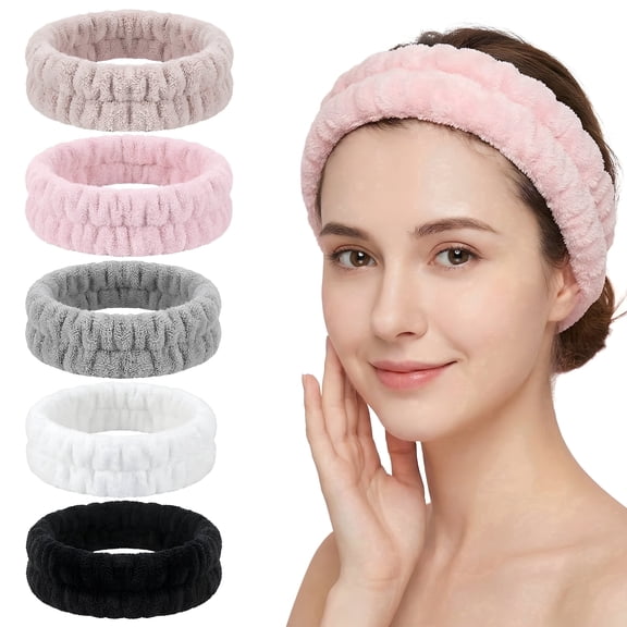 Headbands for Women, 5 Pcs Breathable Headband for Washing Face, Soft Multicolor Skin-Friendly Headbands for Facewash, Mask, Makeup