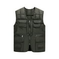 thumbnail image 4 of comerut Men Waistcoat V-Neck Sleeveless Zipper Placket Vest Coat with Multi Pockets Solid Color Windproof Warm Down Vest Jacket, 4 of 7