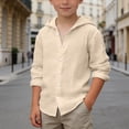 thumbnail image 2 of Byoo Boys Linen Button Down Shirt Casual Solid Long Sleeve Lightweight Breathable Blouse TShirt, 2 of 5