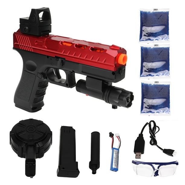 Pistola de bolas de plástico para niños y adolescentes, diversión en el patio trasero para mayores de 14 años, color rojo, juguete de batalla acuática supercargado con 30 000 disparos