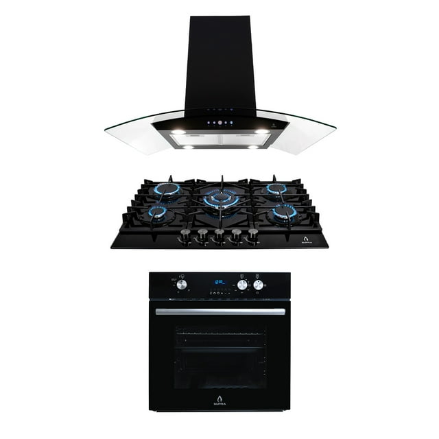 Tricombo para cocina Supra con parrilla de gas campana de isla y horno empotrable