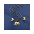 thumbnail image 3 of Silver I Love Jesus Pendant Necklace And Earrings Set In Yellow Gold Tone, 3 of 10