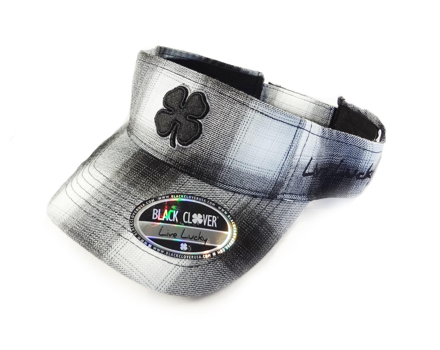 NEW Black Clover Live Lucky Lucky Plaid Black/Gray Adjustable Visor/Hat
