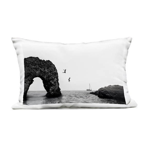 Stupell Industries Cliff Jumping into Sea Outdoor Printed Pillow design by Sisi and Seb, 14 x 7 x 20
