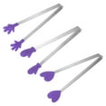 thumbnail image 3 of Mini Food Tongs 14cm Pattern Shape Stainless Steel with Silicon Tips, Purple, 3 of 6
