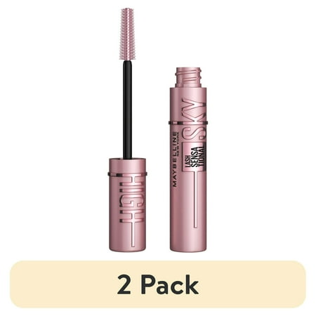 (2 pack) Maybelline Lash Sensational Sky High Washable Mascara Makeup Blackest Black 0.24 fl oz