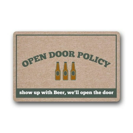 WinHome Show Up With Beer,We'll Open The Door Doormat Floor Mats Rugs Outdoors/Indoor Doormat Size 23.6x15.7
