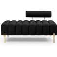 thumbnail image 3 of Tabaray 53.2" Modern Loveseat Sofa Couch, Upholstered Accent Sofa with Golden Legs and Adjustable Backrest, Small Teddy Fleece Couches for Bedroom, Living Room, Compact Small Space (Black), 3 of 14