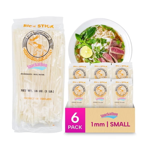 Snackathon Pad Thai Style Rice Stick Noodles, 1 mm Width, 16 oz (Pack of 6)