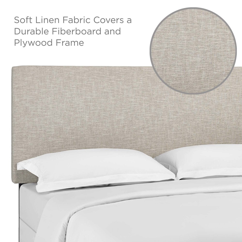 Modway Taylor King and California King Linen Fabric Headboard in Beige