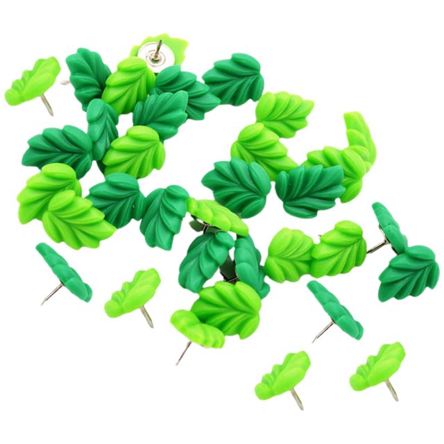 Chinchetas de hoja verde Qnmwood (30 unidades) para tablones de anuncios y tableros de corcho